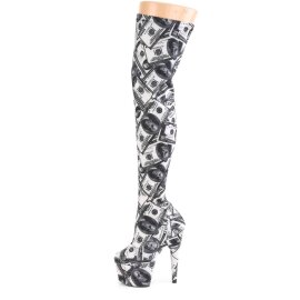 Pleaser ADORE-3000DP Plateau Overknee Boots Black White
