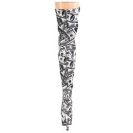 Pleaser ADORE-3000DP Plateau Overknee Boots Black White