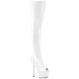 Pleaser ADORE-3011HWR Plateau Overknee Boots Holo White