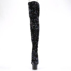 Pleaser ADORE-3020 Plateau Overknee Boots Sequins Black