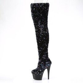 Pleaser ADORE-3020 Plateau Overknee Boots Sequins Black