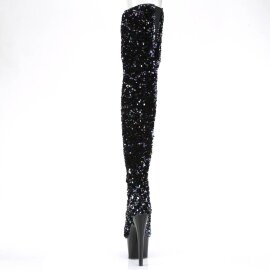 Pleaser ADORE-3020 Plateau Overknee Boots Sequins Black