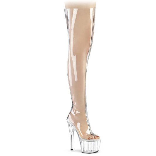 Pleaser ADORE-3021 Plateau Overknee Boots Transparent