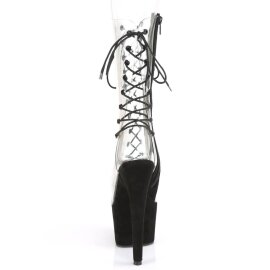 Pleaser ADORE-700-60FS Plateau Ankle Boots Faux Suede Transparent Black