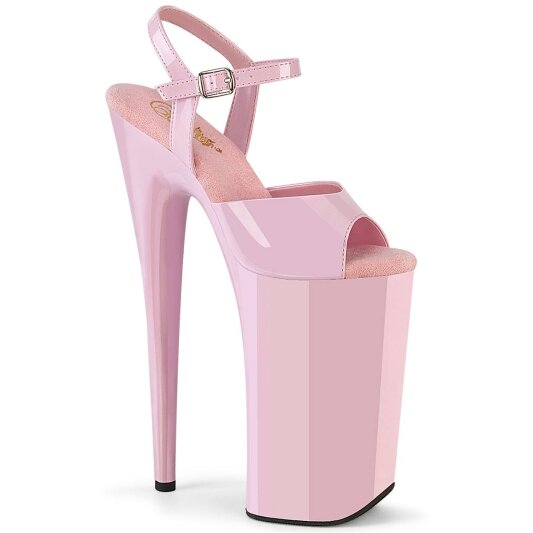 Pleaser BEYOND-009 Plateau Sandalettes Patent Light Pink
