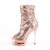 Pleaser BLONDIE-R-1008 Plateau Ankle Boots Sequins Chrome Rose Gold