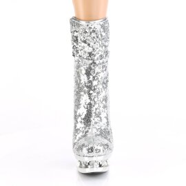 Pleaser BLONDIE-R-1009 Plateau Ankle Boots Sequins Chrome...