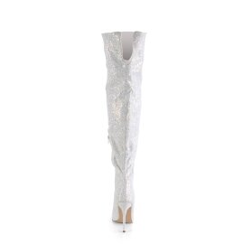 Pleaser COURTLY-3015 Overknee Boots Glitter White