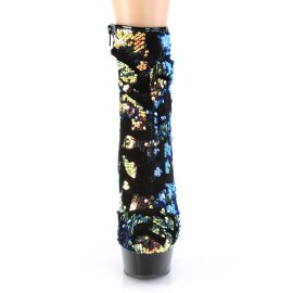 Pleaser DELIGHT-1004 Plateau Ankle Boots Sequins Blue