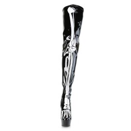 Pleaser DELIGHT-3000BONE Plateau Overknee Boots Patent Black