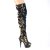 Pleaser DELIGHT-3004 Plateau Overknee Boots Sequins Blue