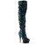 Pleaser DELIGHT-3004 Plateau Overknee Boots Sequins Green