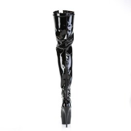 Pleaser DELIGHT-3027 Plateau Overknee Boots Patent Black