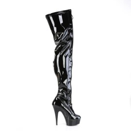 Pleaser DELIGHT-3027 Plateau Overknee Boots Patent Black