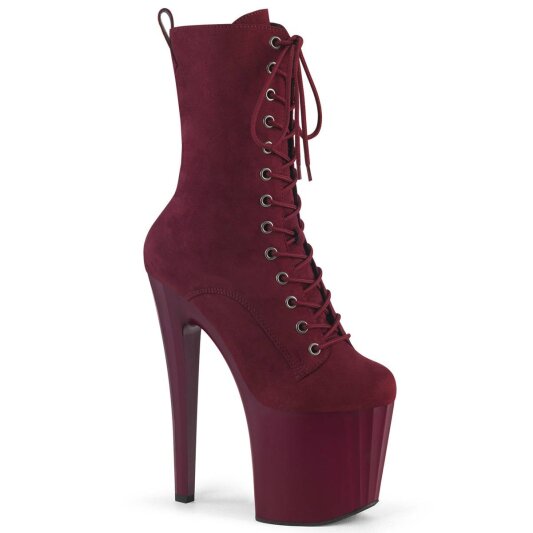 Pleaser ENCHANT-1040 Platform Ankle Boots Faux Suede Red
