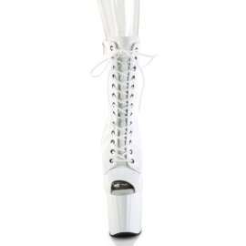 Pleaser ENCHANT-1041 Platform Ankle Boots Patent White