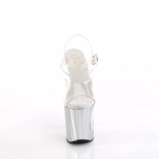 Pleaser ENCHANT-708LT-CIRCLE Plateau Sandalettes Transparent Silver