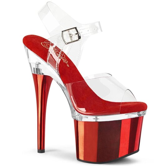 Pleaser ESTEEM-708 Plateau Sandalettes Chrome Red