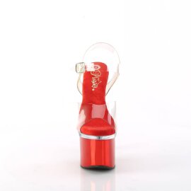 Pleaser ESTEEM-708 Plateau Sandalettes Chrome Red