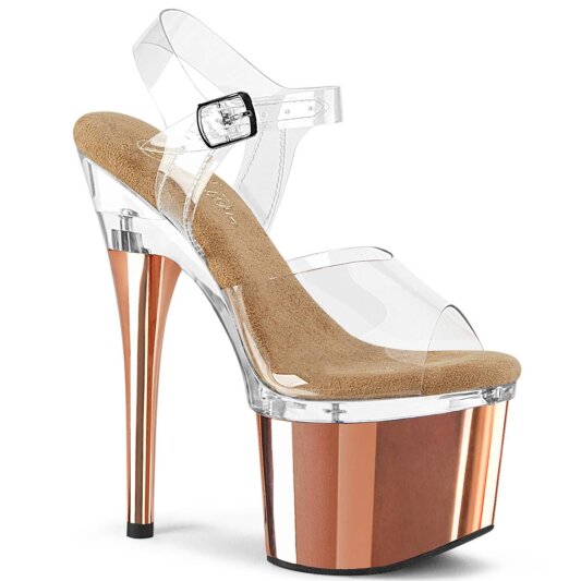 Pleaser ESTEEM-708 Plateau Sandalettes Chrome Rose Gold