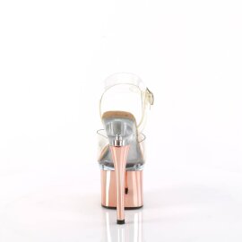 Pleaser ESTEEM-708 Plateau Sandalettes Chrome Rose Gold