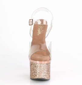 Pleaser ESTEEM-708CHLG Plateau Sandalettes Glitter Rose Gold