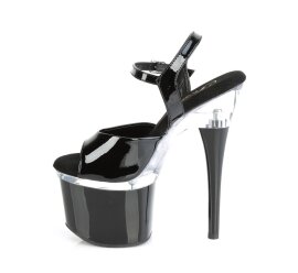 Pleaser ESTEEM-709 Plateau Sandalettes Patent Black Transparent