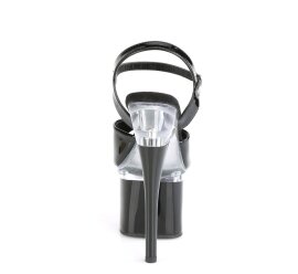 Pleaser ESTEEM-709 Plateau Sandalettes Patent Black Transparent