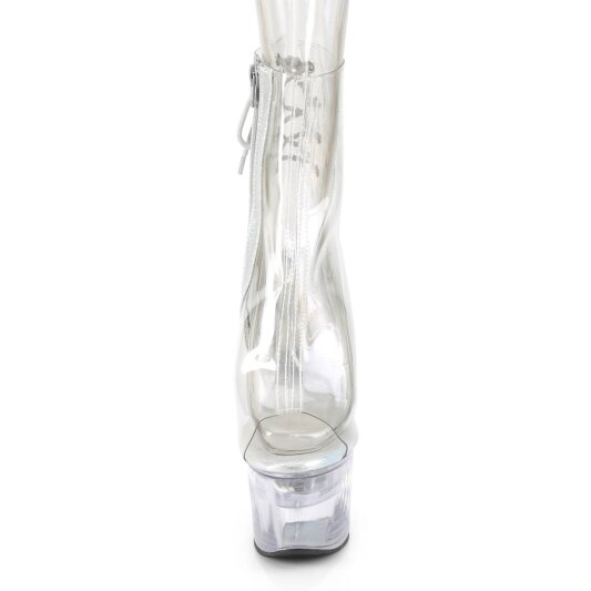 Pleaser FLASHDANCE-1018C-7 Plateau Ankle Boots Transparent