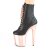 Pleaser FLAMINGO-1020 Plateau Ankle Boots Faux Leather Chrome Rose Gold Black