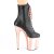 Pleaser FLAMINGO-1020 Plateau Ankle Boots Faux Leather Chrome Rose Gold Black