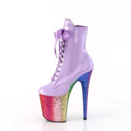 Pleaser FLAMINGO-1020HG Plateau Ankle Boots Patent Glitter Purple Colorful