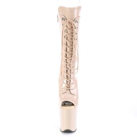 Pleaser FLAMINGO-1051 Plateau Ankle Boots Patent Nude