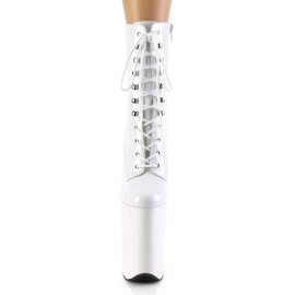 Pleaser INFINITY-1020 Plateau Ankle Boots Patent White