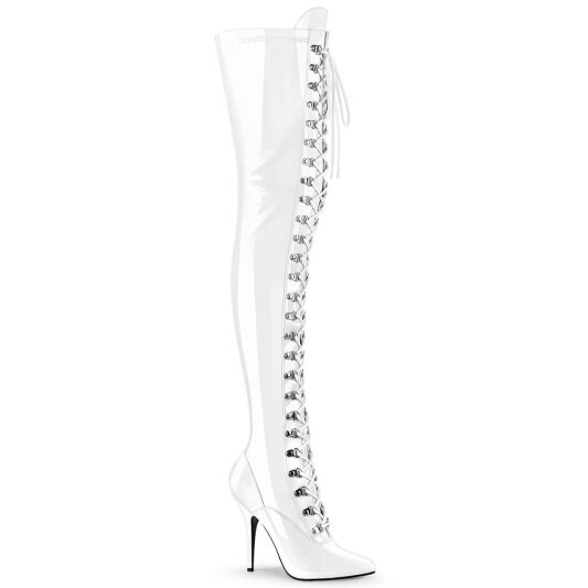 Pleaser SEDUCE-3024 Overknee Boots Patent White