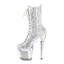 Pleaser SPECTATOR-1040G Plateau Ankle Boots Glitter Silver