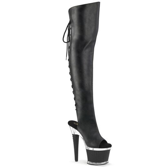 Pleaser SPECTATOR-3019 Plateau Overknee Boots Faux Leather Black