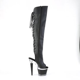 Pleaser SPECTATOR-3019 Plateau Overknee Boots Faux Leather Black