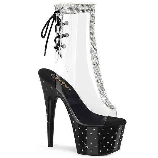 Pleaser STARDUST-1018C-2RS Plateau Ankle Boots Transparent Black