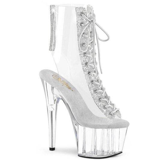 Pleaser ADORE-1016C-2 Plateau Ankle Boots Rhinestones Transparent EU-36 / US-6