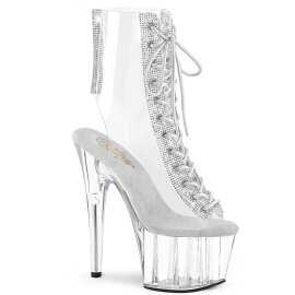 Pleaser ADORE-1016C-2 Plateau Ankle Boots Rhinestones Transparent EU-36 / US-6