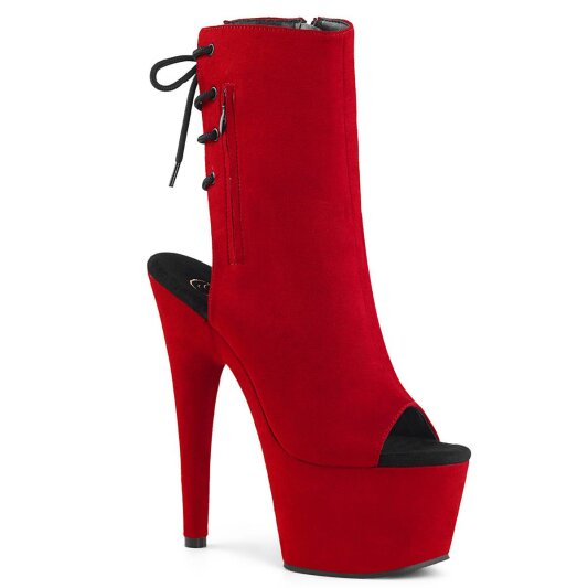 Pleaser ADORE-1018FS Plateau Ankle Boots Faux Suede Red EU-37 / US-7