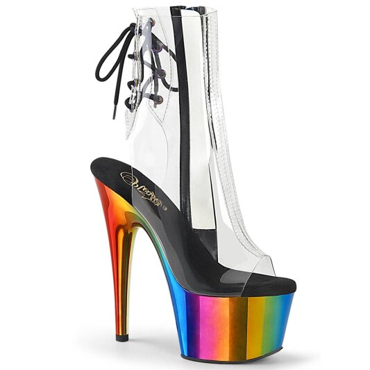 Pleaser ADORE-1018RC Plateau Ankle Boots Chrome Transparent Colorful EU-35 / US-5