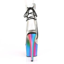 Pleaser ADORE-1018RC Plateau Ankle Boots Chrome Transparent Colorful EU-35 / US-5