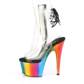Pleaser ADORE-1018RC Plateau Ankle Boots Chrome Transparent Colorful EU-37 / US-7