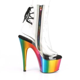 Pleaser ADORE-1018RC Plateau Ankle Boots Chrome Transparent Colorful EU-38 / US-8