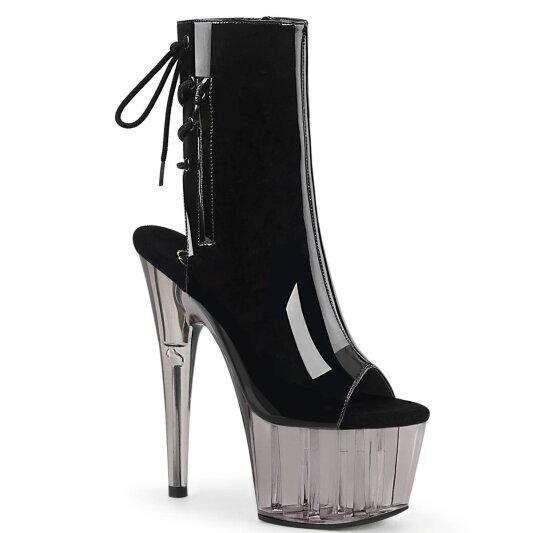 Pleaser ADORE-1018T Plateau Ankle Boots Patent Smoke Black EU-40 / US-10