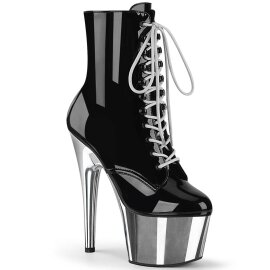 Pleaser ADORE-1020 Plateau Ankle Boots Patent Chrome...