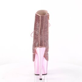 Pleaser ADORE-1020CHRS Plateau Ankle Boots Rhinestones Chrome Light Pink EU-39 / US-9
