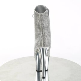 Pleaser ADORE-1020CHRS Plateau Ankle Boots Rhinestones Chrome Silver EU-35 / US-5